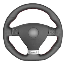 Черный PU искусственная кожа DIY автомобильный чехол на руль для Volkswagen Golf 5 Mk5 GTI VW Golf 5 R32 Passat R GT 2005