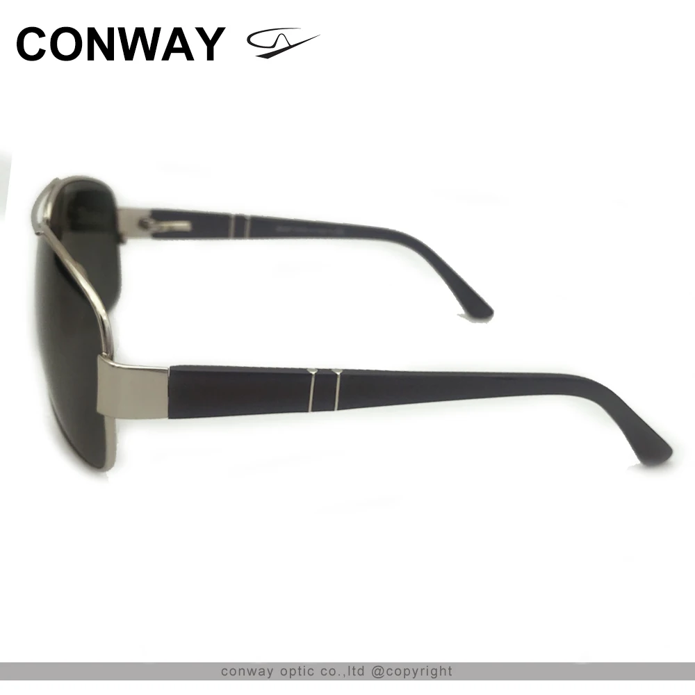 Kaufen Conway Rechteckigen Pilot Sonnenbrille für Männer Military Stil Sonnenbrille Anti Glare Fahren Gläser Metall Ruhm Unzerbrechlich Arme