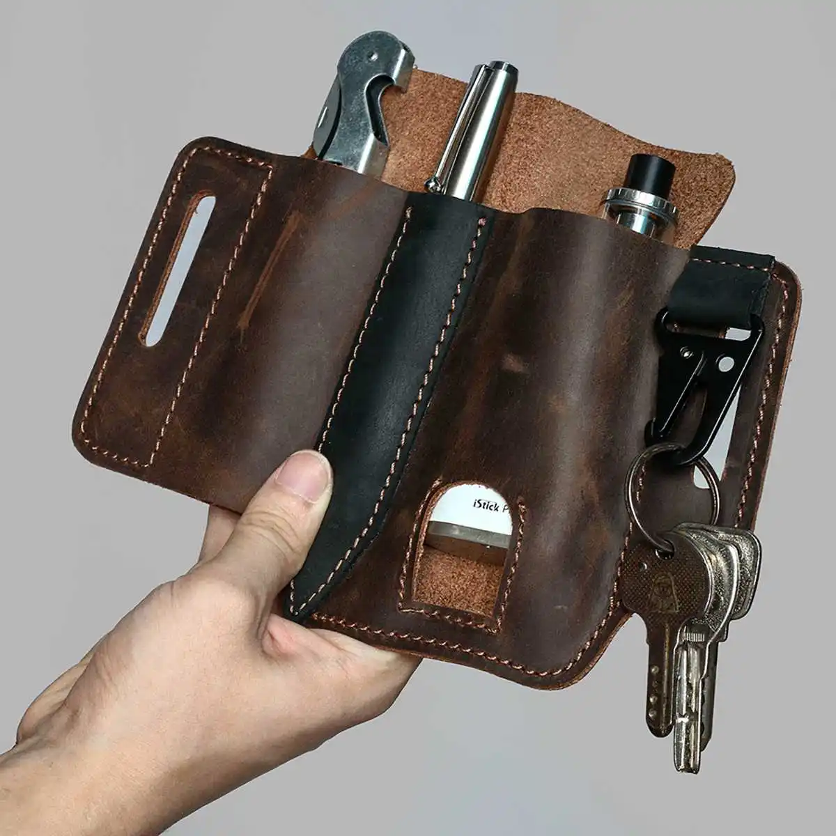 Fodero In Pelle Per Multitool - Organizer Da Cintura Per Penna, Torcia E Attrezzi - Foto 7