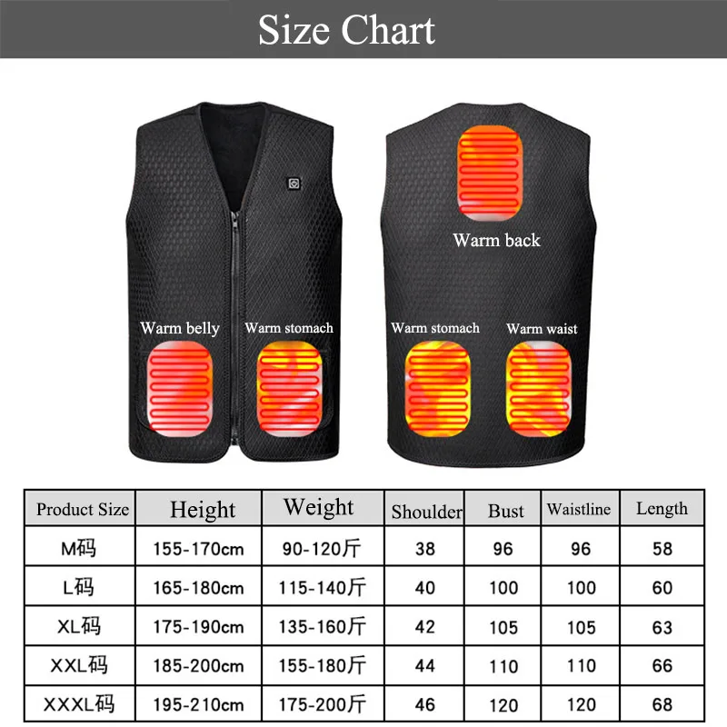 Men Women Outdoor USB Infrared Heating Vest Jacket Winter Flexible Electric Thermal Clothing Waistcoat Fishing Hiking Dropship