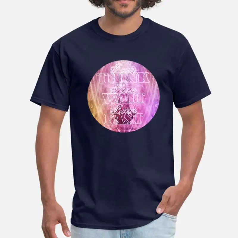 Men-Navy Blue Think Wait Fast психоделический Будда арт футболка с фоном для мужчин и женщин О-образный вырез модная мужская футболка большой размер 3xl 4xl 5xl Homme Top Tee - Цвет: Men-Navy Blue