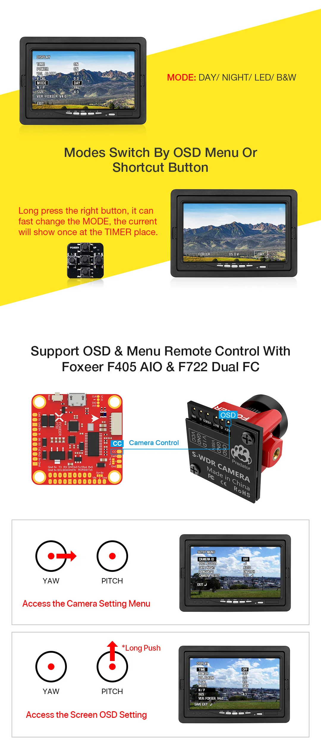 Foxeer Predator 4 Nano Super WDR 4ms низкая латентность 1000TVL FPV гоночная камера OSD 4:3 16:9 NTSC PAL для радиоуправляемого дрона