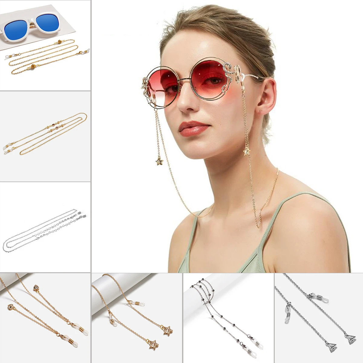 Correa para gafas, cadena para gafas de soporte con cordón para el cuello, a la moda|Obsequios para fiestas| - AliExpress