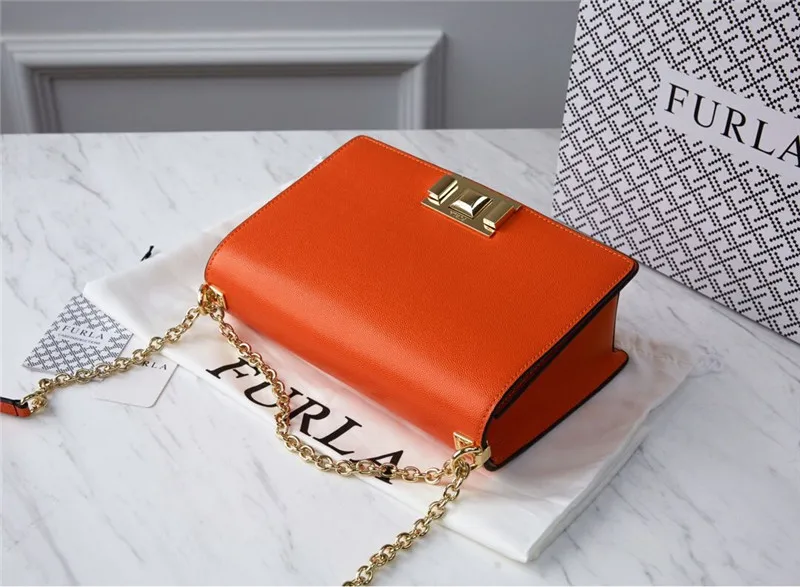 Оригинальные женские сумки FURLA, высококачественные женские кожаные сумки Furla оранжевого цвета, размер L 24 см x 8 см x 16 см