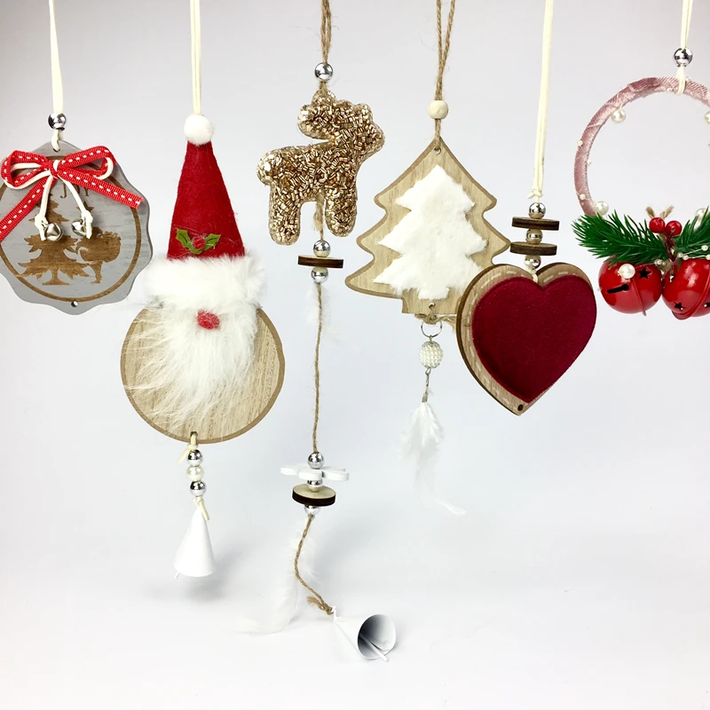 

Christmas Wooden Pendants Ornaments Multi Style Creative Wood Craft Kids Gift DIY Xmas Tree Ornament Christmas Party Decorations