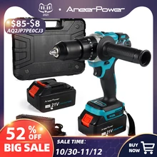 Furadeira elétrica de impacto, 13mm, sem escova, 21v, gelo, pesca, chave de fenda, 2 baterias para makita, bateria de lítio, ferramentas elétricas