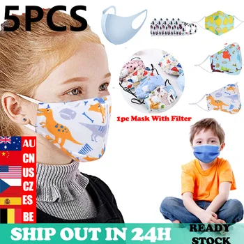 

5PCS PM2.5 Children Mouth Mask For Kids Cartoon Thicken Smog Masks Warm Mask Facial Protective Covers Mouth Cap