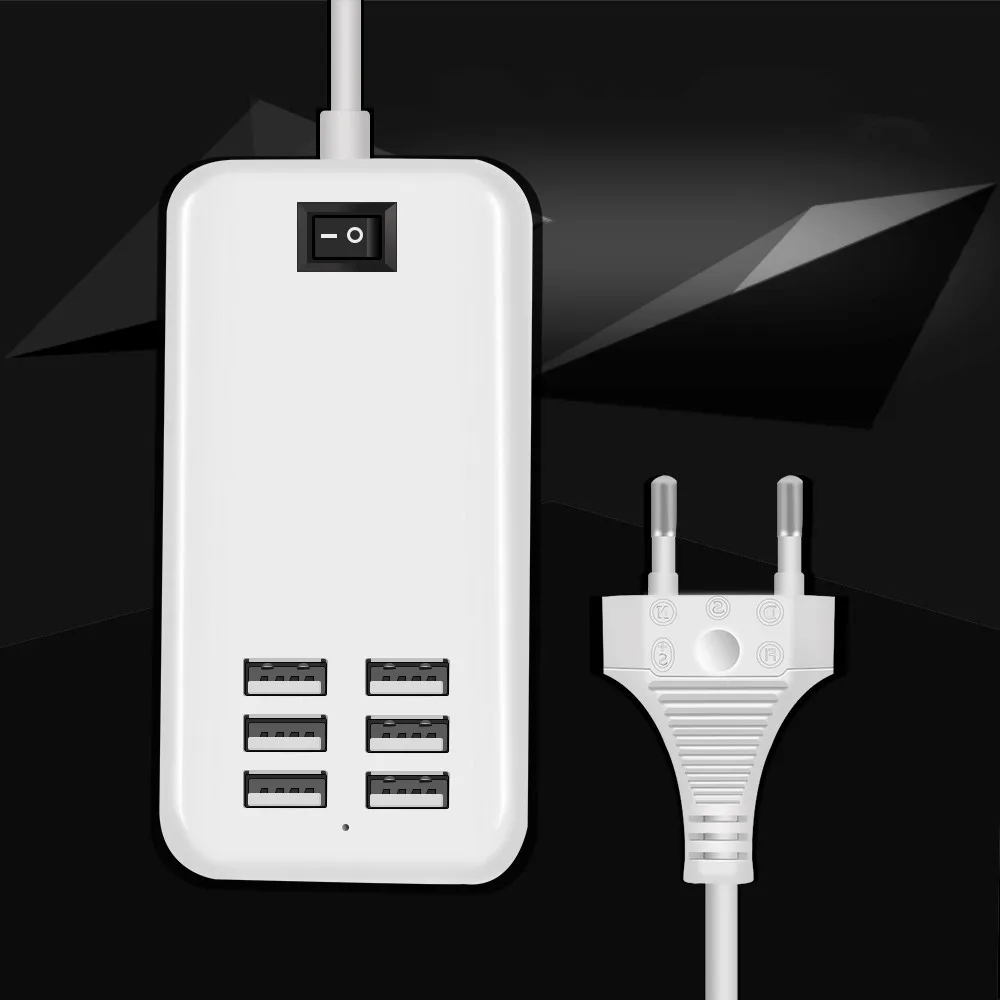 6A 30W 6 Port USB Charger Rapid Charging Station With Charging Cable 