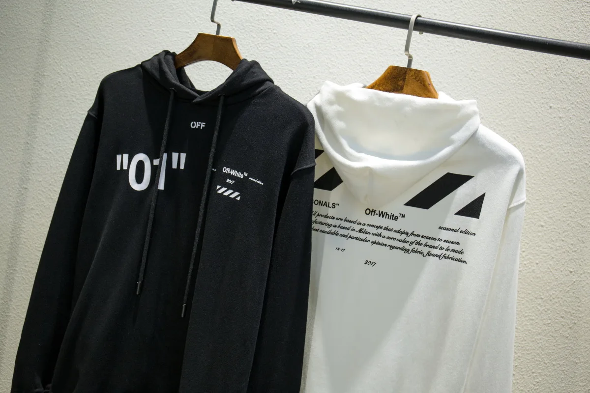 19SS кремово-белый OW с капюшоном №01 ограниченное современным цифровым тенденциям мужской пара Толстовка