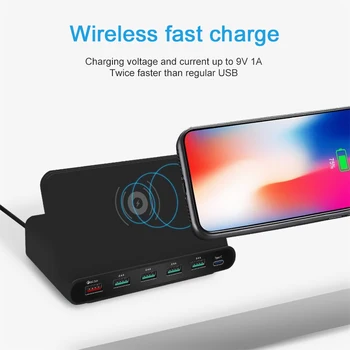 

Universal 60W USB Charging Staition 4 In 1 Wireless Charger+PD 18W+Quick Charge 3.0+Phone Stand 5 Port Type C Fast Phone Charger