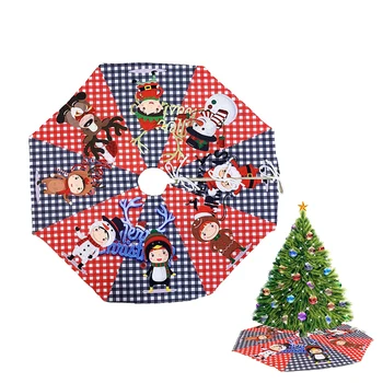 

100/122cm Christmas Tree Skirt Checked Knitted Printed Floor Pad Cover Merry Christmas Tree Decor Base Home Party Decor 2020