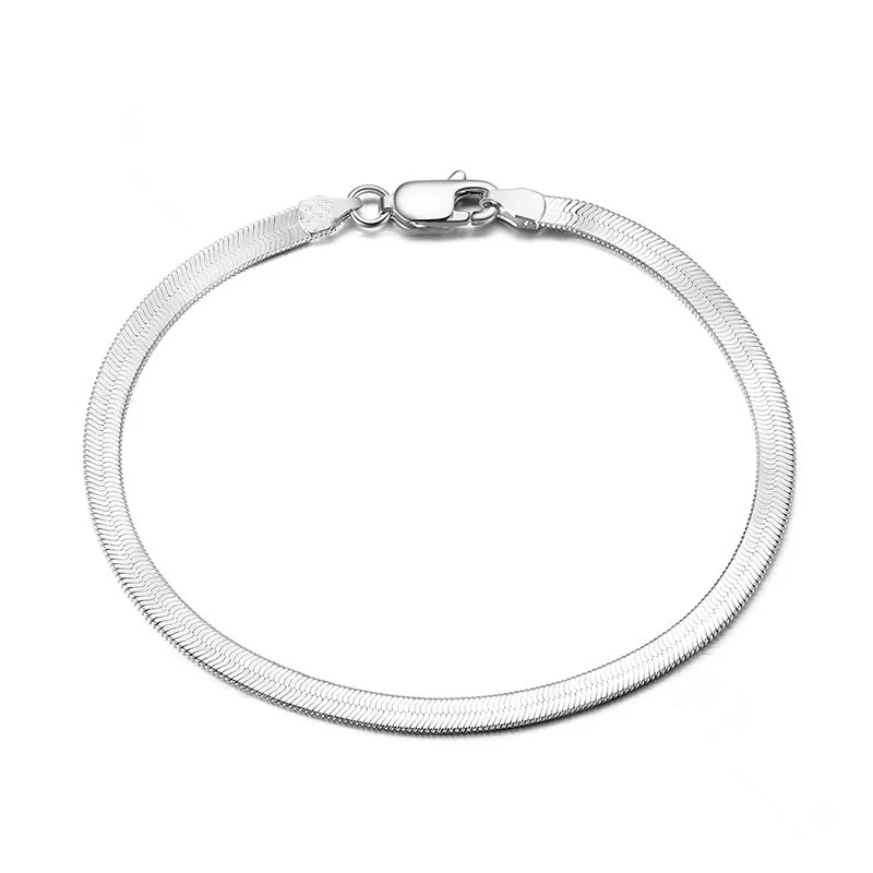 Ins Style 925 Sterling Silver Bracelet 4mm20cm Blade Snake Bone Bracelet For Men & Women Jewelry Gifts - Image 6