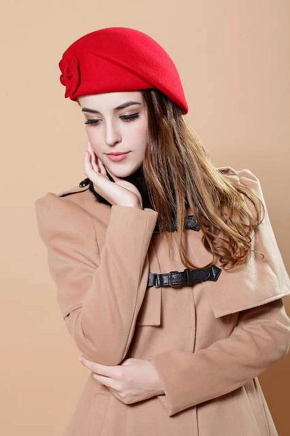 wool beret winter berets women winter felt beret Floral Women Felt French Beret Beanie fedora hat Beanie Winter Flower