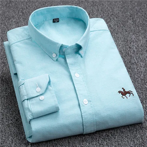 S- 6XL Oxford Shirts For Mens Long Sleeve Cotton Casual Dress Shirts Male Solid Plaid Chest Pocket Regular-Fit Man Social Shirt GN1908