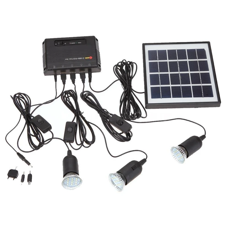 

New Outdoor Solar Power Led Lighting Bulb Lamp System Solar Panel Home System Kit