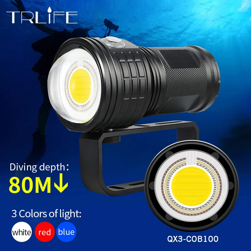 COB Underwater LED Dive Torch Light Ultra Bright Diving Flashlight