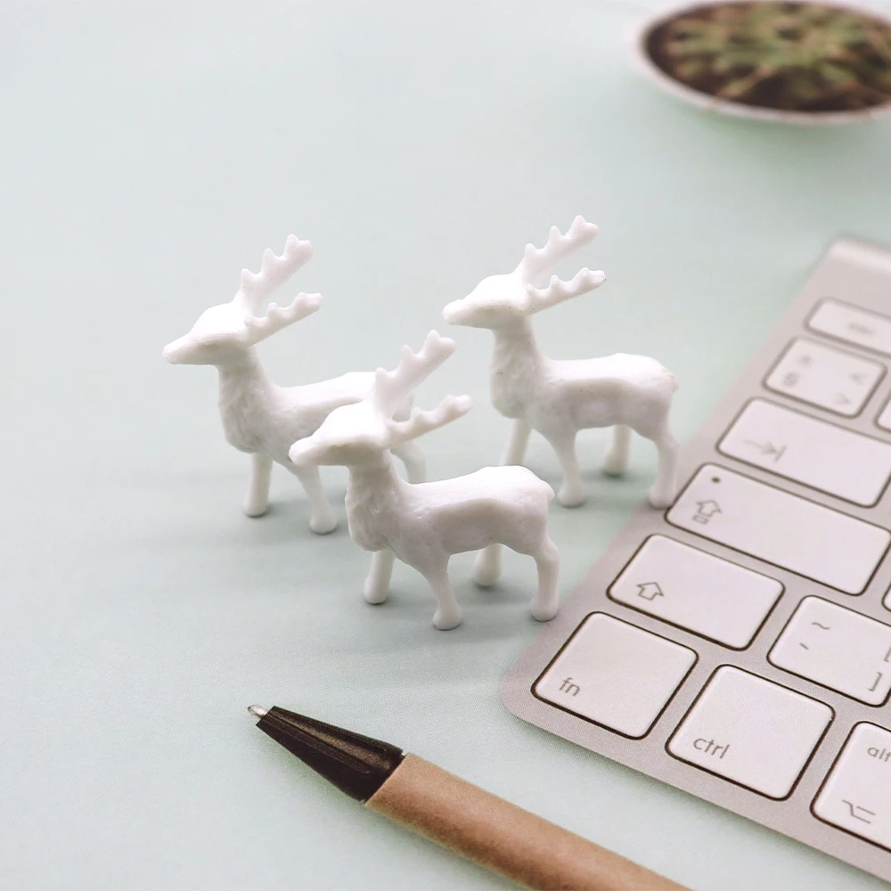 6Pcs Artificial mini deer doll garden model geometric deer statue home decoration children's toy miniature wedding decoration