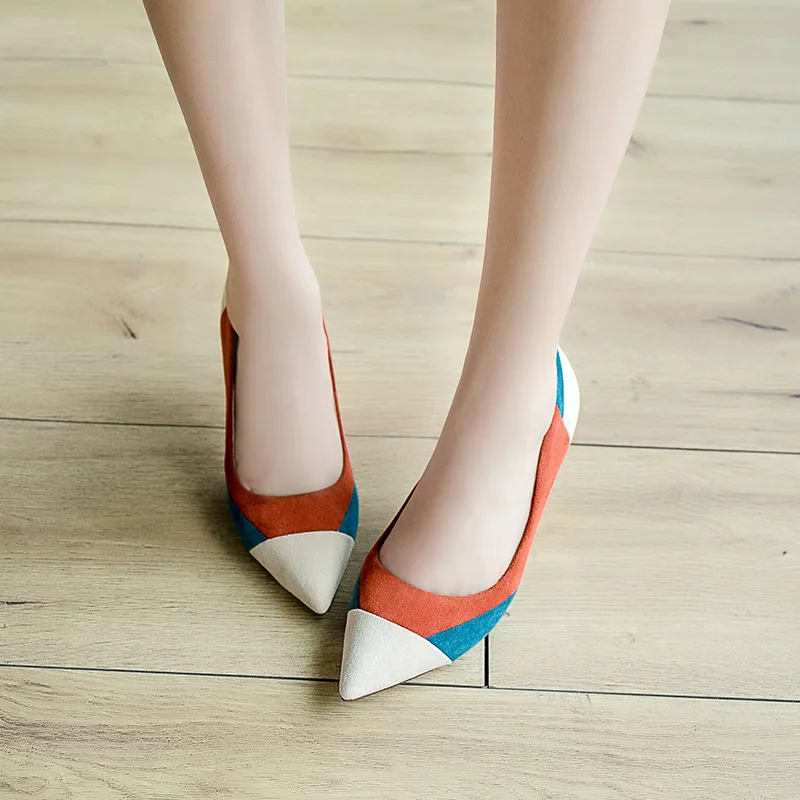 

Ozhouzhan High Heel Shoes Women's 2019 Autumn New Style Korean-style Versatile GIRL'S Mixed Colors Pointed-Toe Thin Heeled Shoes