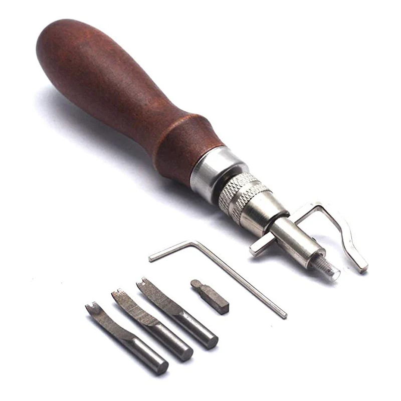 

Jiwuo 7 in 1 Proffessional Leather Craft Adjustable Stitching Groover and Creasing Edge Leather Tool DIY Handmade Practical Tool