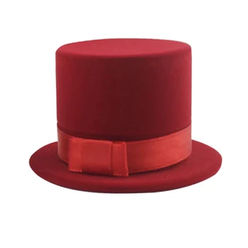 

Lovely Top Hat shape Velvet Custom Ring Pendant Box For Wedding Engagement Rings Jewelry Box Organizer 5*4cm
