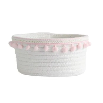 

Nordic Tassel Desktop Organizer Basket Simple Cotton Line Woven Remote Sundries Finishing Basket Cosmetic Storage Box Frame
