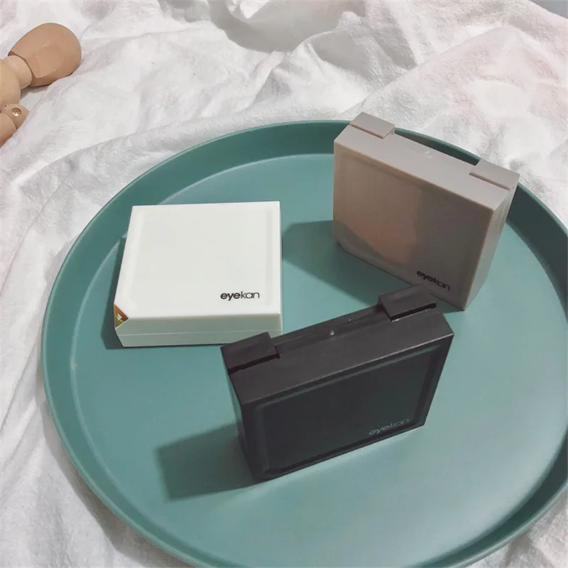 Ins 자기 유도 콘택트 렌즈 케이스 (거울 포함) 우아한 렌즈 컨테이너 보관함 선물 렌즈 여행 세트