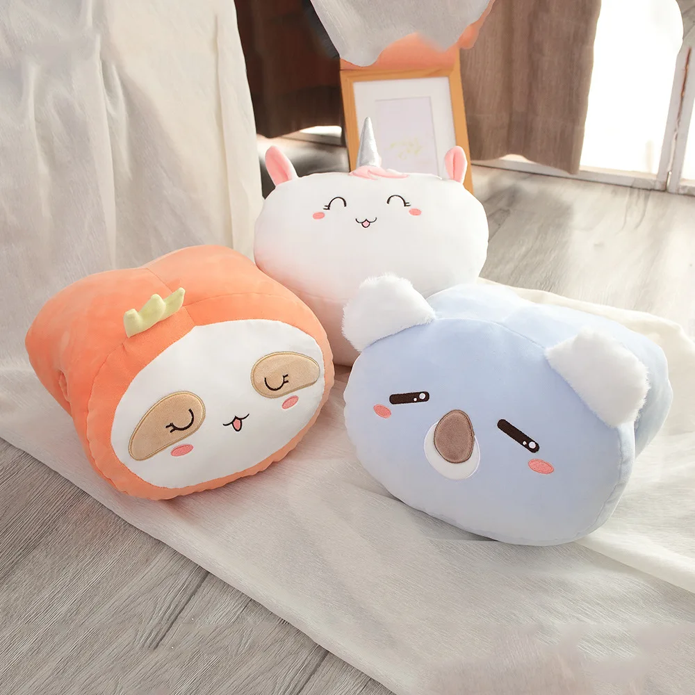 Cute Winter Animal Hand Warm Pillow Stuffed Plush Toy Cartoon Down Cotton Hand Cover Pillow Girls Gifts Office Nap Pillow