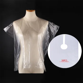 

50Pcs Transparent Disposable Hair Cutting Capes Waterproof Neck Shawl Salon Gown for Barbershop Shampoo Styling Coloring
