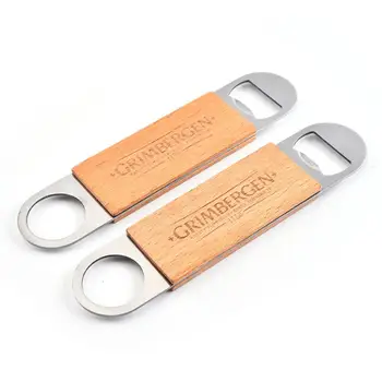 

Stainless Steel Wooden Handle Opener Hanging Wine Beer Bottle Openers Durable Beverage Beer Corkscrew LX1047