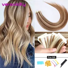 Накладные волосы Remy на ленте, цвет, натуральные человеческие волосы, накладные волосы, Омбре, блонд, бесшовные волосы на ленте