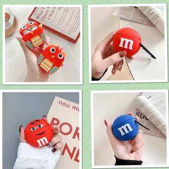 

3D Cute For AirPods 2 Case Silicone Chocolate Beans Earphone Case For Apple Air pods Cover Headphone Cover For Earpods Strap