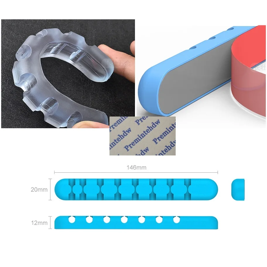 5Pcs Desktop Sticking Silicone Cable Tidy Clip Orangizer USB PC Internet