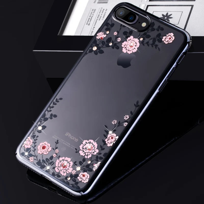 Блестящий чехол с кристаллами для iPhone 8 Plus 7 роскошный брендовый Прозрачный