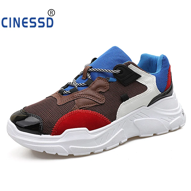 

CINESSD 2019 New Casual Shoes Men Breathable Spring Mesh Walking Shoes Men Sneakers Comfortable Height Increasing Boy Shoes