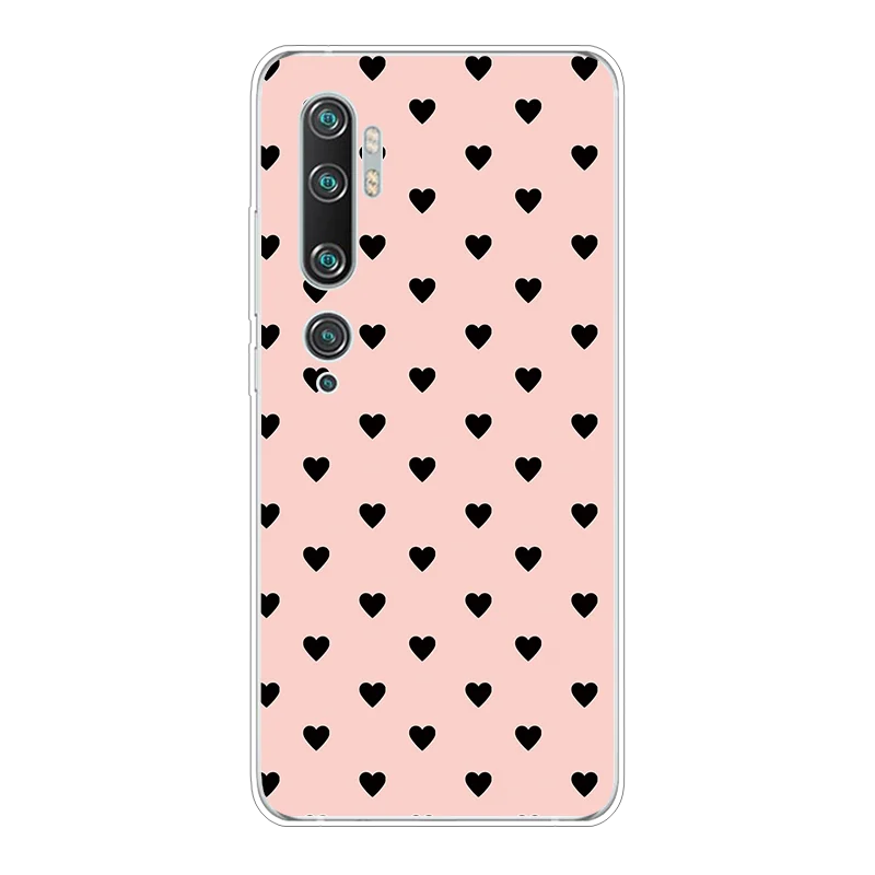 Чехол для Xiaomi Mi Note 10 с узором в виде влюбленных сердечек, мягкий силиконовый чехол из ТПУ, чехол для телефона для Xiaomi Mi Note 10, 6,47 дюйма, прозрачный
