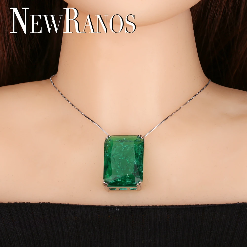 Newranos лабораторный камень Fusion подвеска квадратной формы ожерелье большой кулон Модные украшения для женщин подарок NFX001802