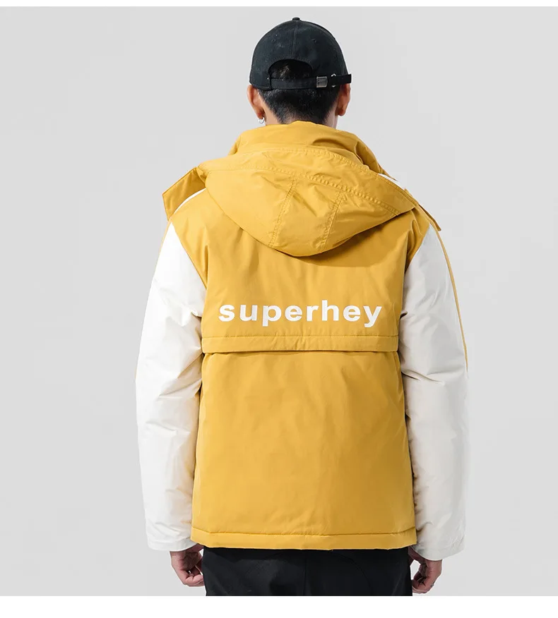men casual intensification warm thickening down jacket Fashion multicolor hooded black yellow green thermal down coat