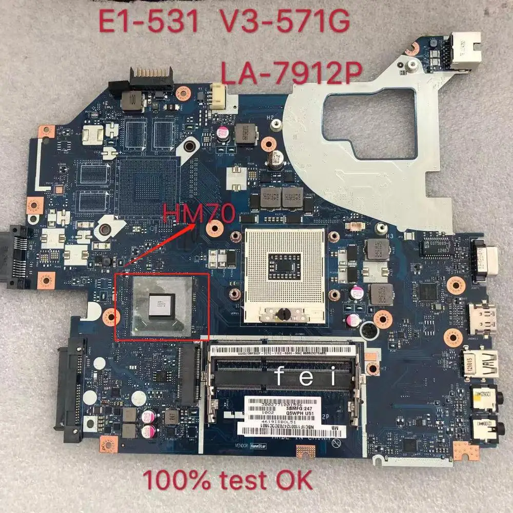 Для Acer E1-531 NV56R HM70 тестирования Быстрая доставка материнская плата V3-571G Q5WV1 LA-7912P
