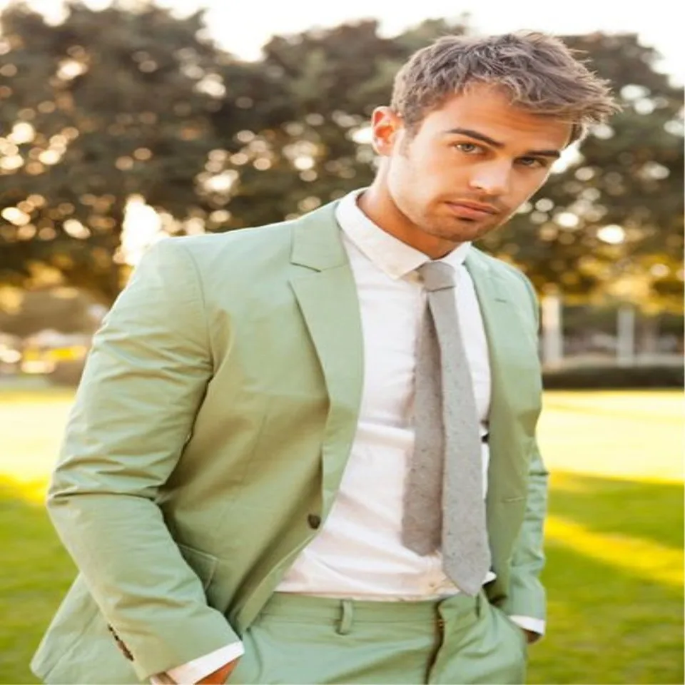 Light Green Дизайн пальто брюки зеленый мужской костюм формальный Slim Fit Лето Пляж Свадьба пользовательские вечерние костюмы смокинг 2 шт. пиджак+ брюки - Цвет: Light Green
