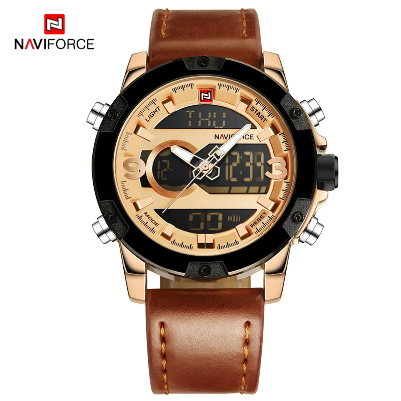 NAVIFORCE Топ люксовый бренд мужские спортивные часы мужские кварцевые светодиодный аналоговые часы мужские военные водонепроницаемые наручные часы relogio masculino - Цвет: RGCEBN