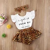 3pcs Newest Summer Toddler Infant Baby Girl Cotton Casual Outfits Set Letter Bodysuit Leopard Shorts