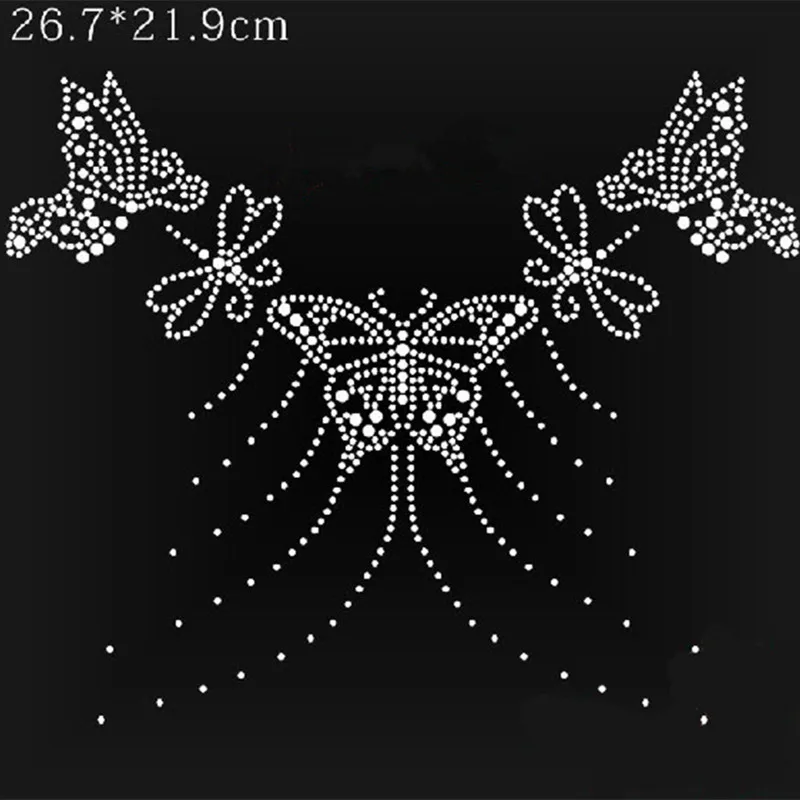 

Butterfly neckline sticker patch hot fix rhinestone transfer motifs designs iron on transfer fixing rhinestones for shirt