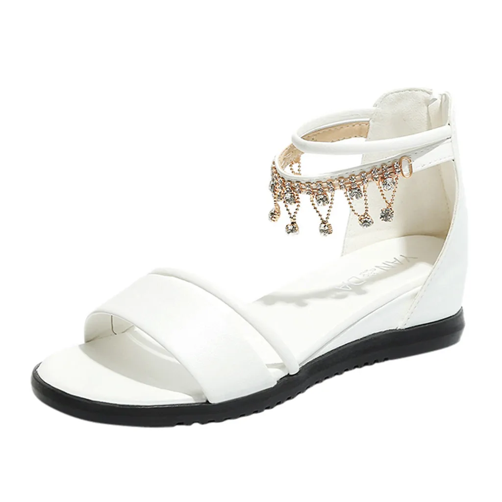 Туфли женские на танкетке повседневные Босоножки с открытым носком однотонные