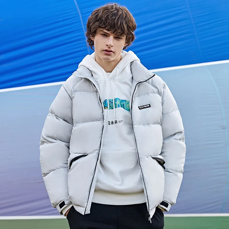 SEMIR пуховик для мужчин зима новая Корейская версия свободная теплая одежда модная куртка мужская со стоячим воротником - Цвет: gray