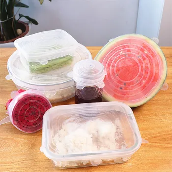 

6 Pcs Silicone Stretch Lids Reusable Airtight Food Wrap Covers Creative Adjustable Cover Food Fresh Cover Microwave Cover