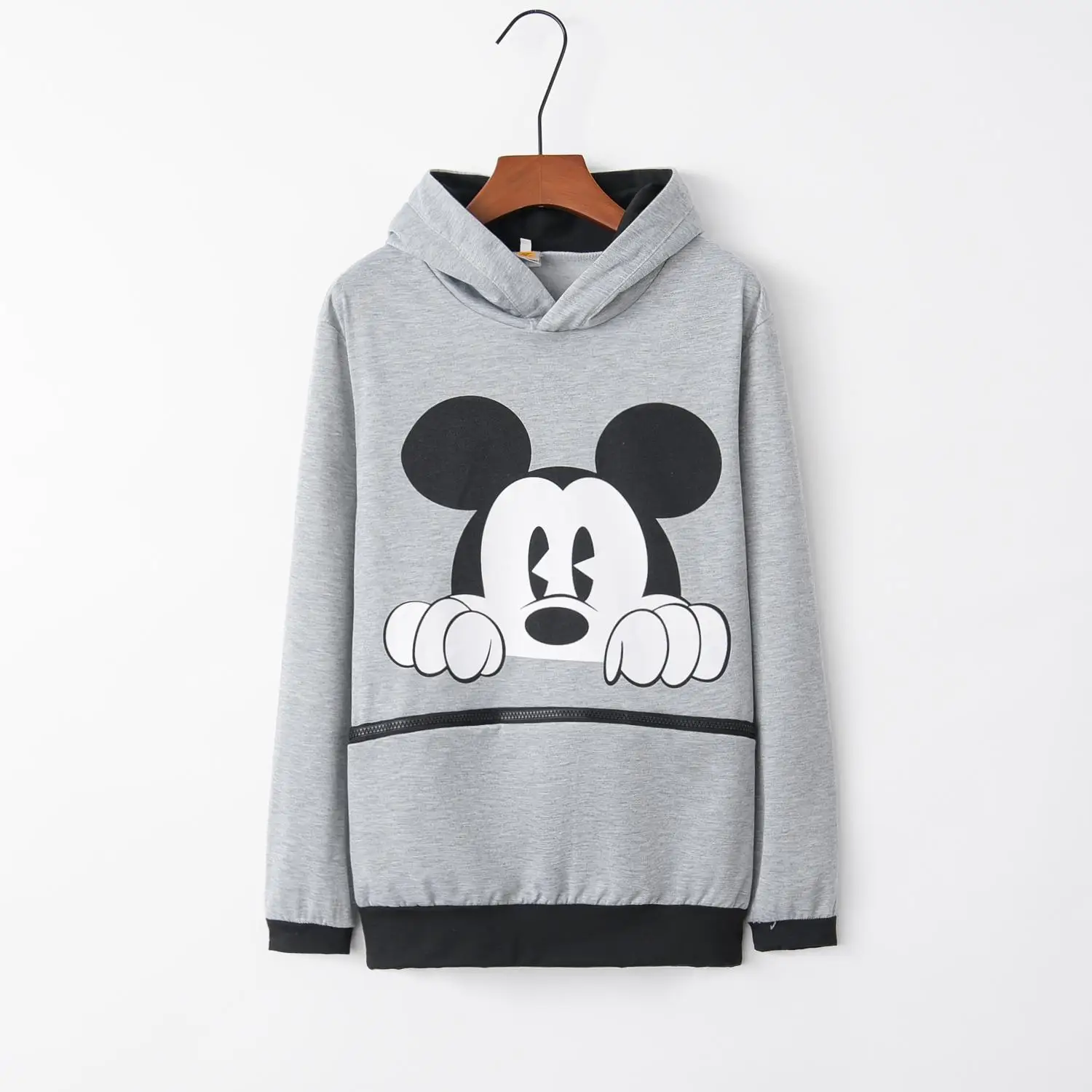Kawaii Women Casual Hoodies Mickey Cartoon Hooded Sweatshirts Female Loose Fleece Pullover Plus Siz