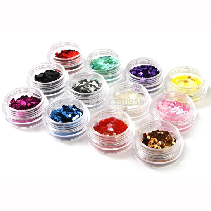 

12 colors nail art hexagonal decoration Sparkly Sequin uv gel glitter nail tools design