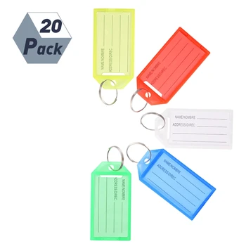 

20Pcs Metal Ring Color Plastic Keychain Luggage ID Card Name Tag Keychain Keychain Classification Keychain
