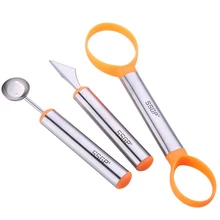 1 Набор 3-в-1 Нержавеющая сталь дыни, резьба Ножи Совок фруктов Набор для Фруктовый нож копать целлюлозно сепаратор и вырезать