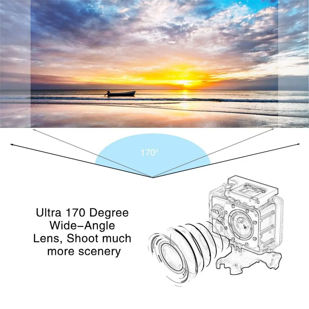 4K 30FPS 16MP экшн-камера Full HD 1080P 60fps Водонепроницаемая камера видеокамеры Wi-Fi 170D мини 2," ЖК-видео Спортивная камера